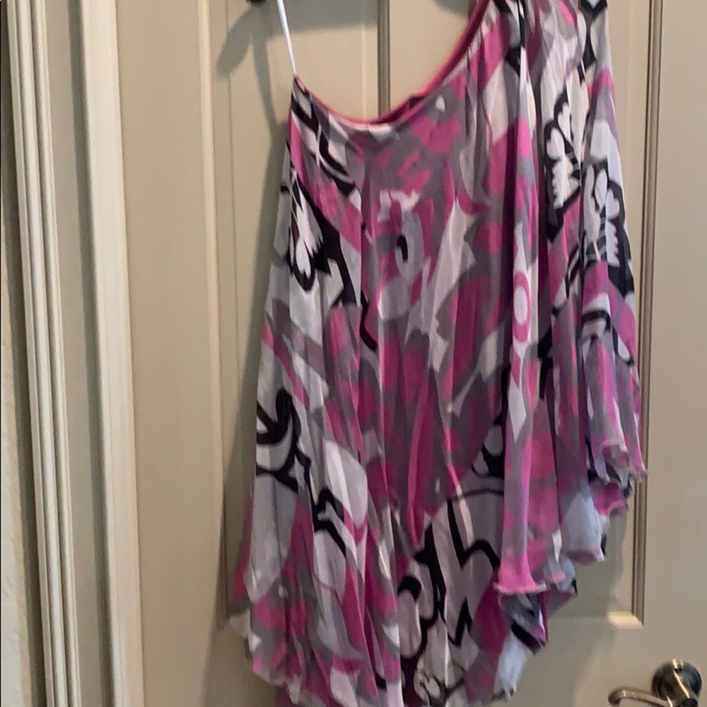 One shoulder chiffon/knit underdress Mod dress-